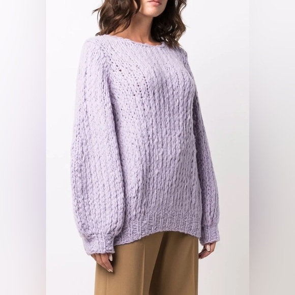 JW Anderson BUBBLE LILAC CHUNKY-KNIT WOOL JUMPER IN PURPLE - Picture 1 of 11